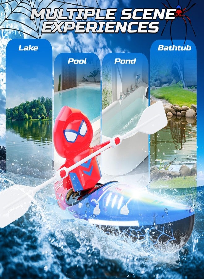 ديرك قارب DEERC صغير يعمل بالتحكم عن بعد للأطفال، طراز Spider Kayak، بتردد 2.4 جيجاهرتز، مزود بإضاءة LED، لعبة مائية لا تنقلب أبدًا، مناسبة للمسابح والبحيرات وأحواض الاستحمام، هدية مثالية لأعياد ميلاد الأولاد والبنات من عمر 4 إلى 8 سنوات. - Image 2